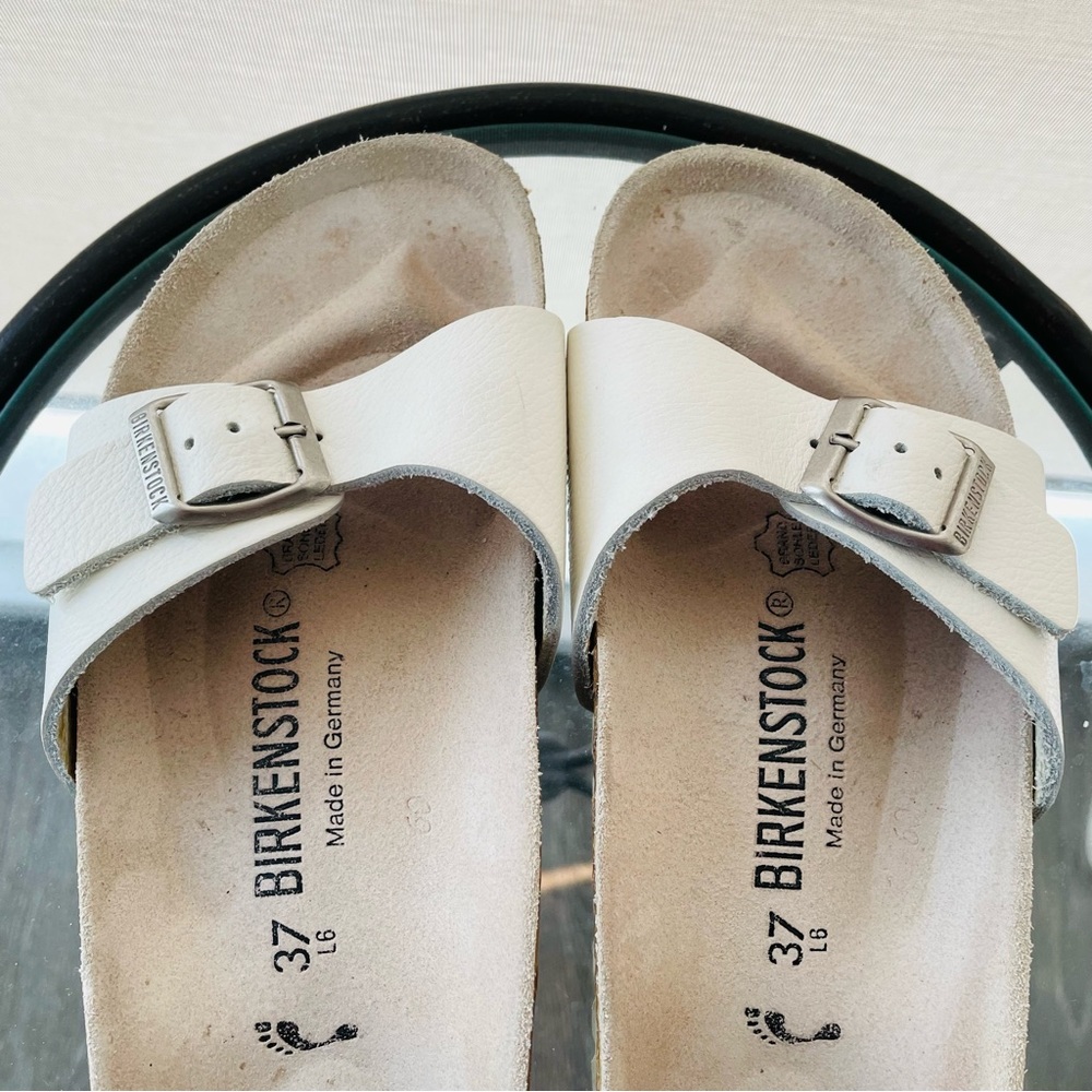 GUC Birkenstock Madrid leather sandals in white/cream. Size 37 (slim fitting) - Picture 5 of 10